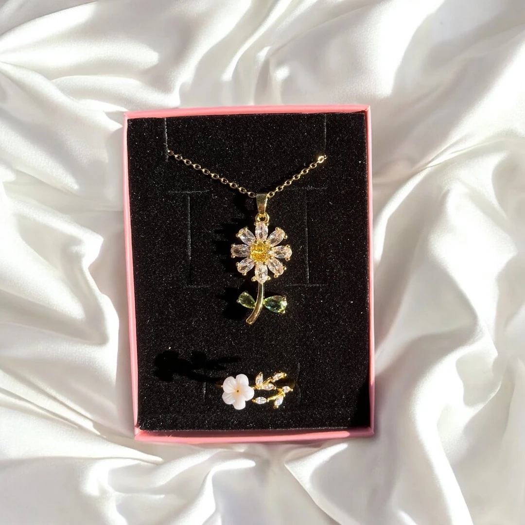 Paptya Kolye Set | Hologram Sonsuzluk gülü hediye kutusu