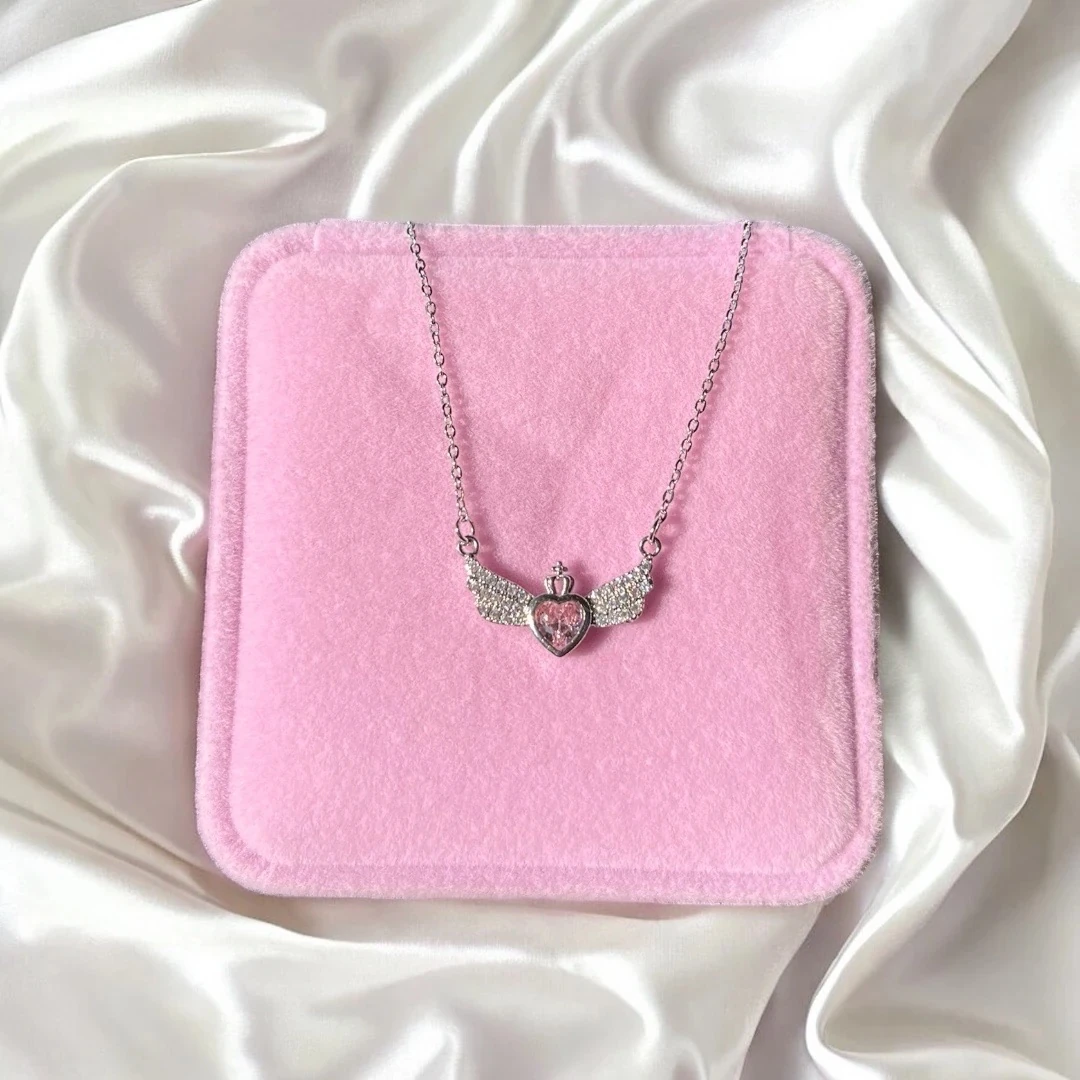 Pembe Kalpli Takı Seti | Mor sonsuzluk gülü Hediye seti