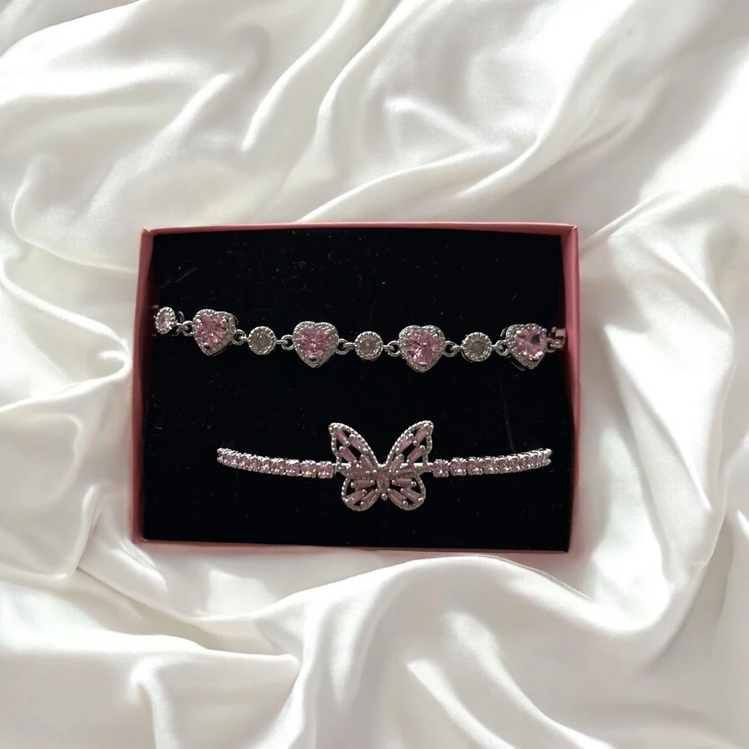 Işıltılı kelebek takı seti 