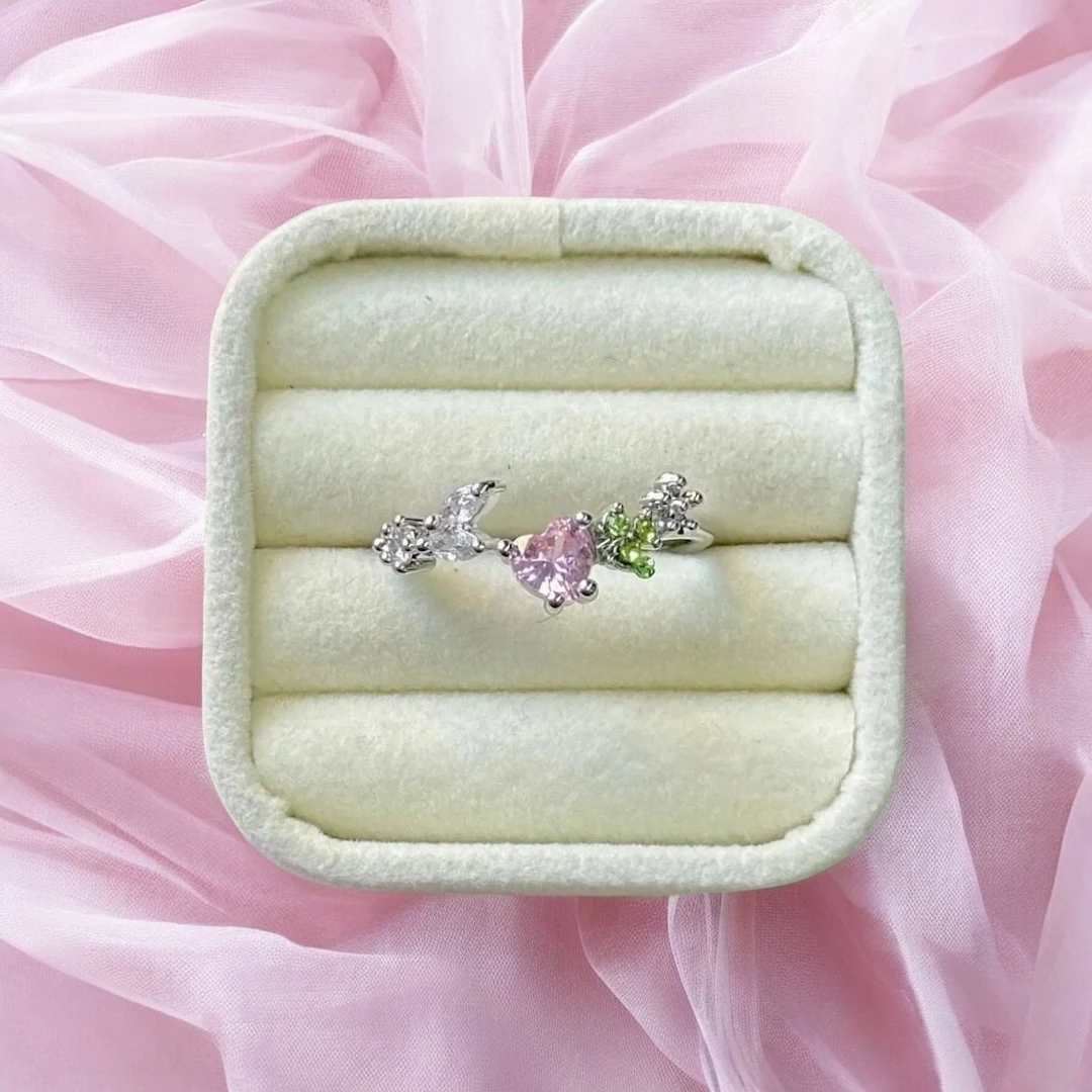 Vip Kaplama | Pembe Kalpli Zarif taşlı Yüzük