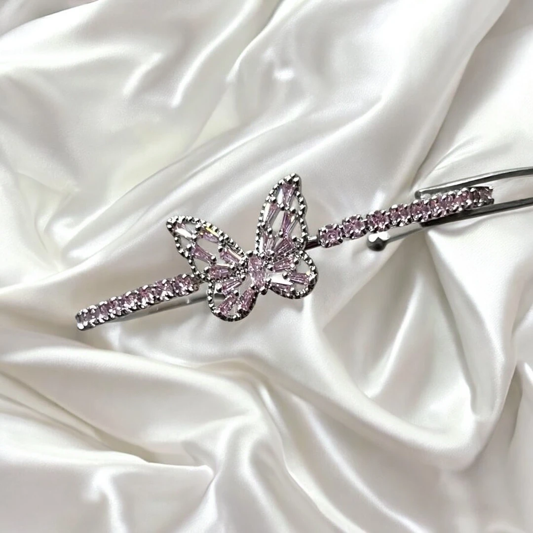 Parıltılı Pembe Kelebek Bilezik