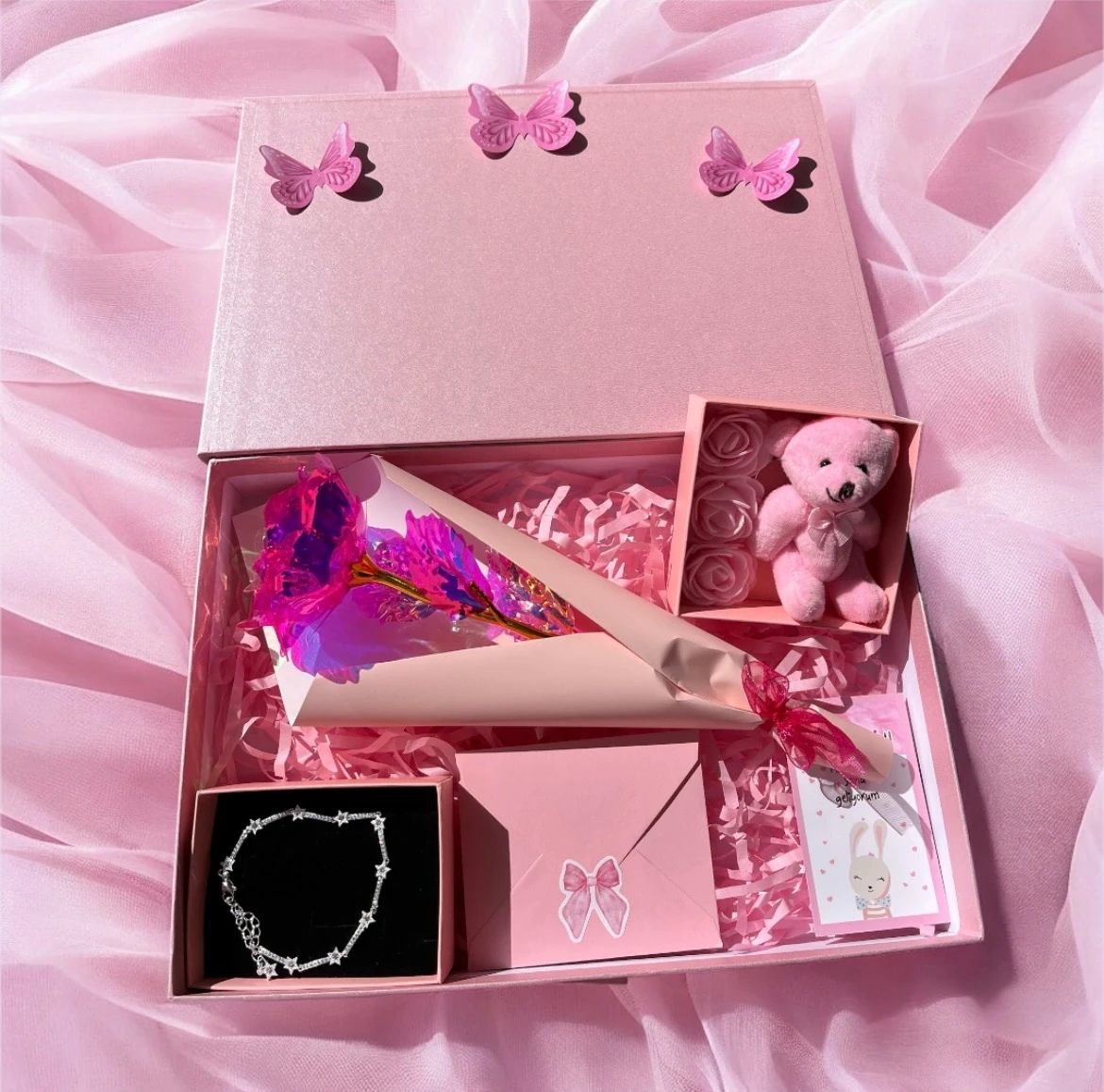 Pembe Masal sonsuzluk gülü | Gökyüzündeki yıldızlar hediye seti