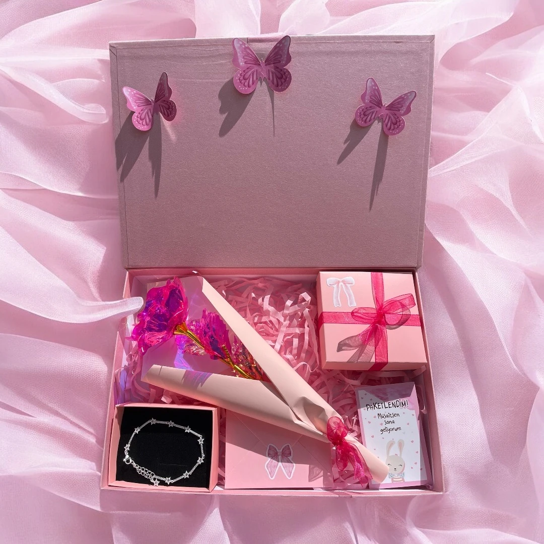 Pembe Masal sonsuzluk gülü | Gökyüzündeki yıldızlar hediye seti