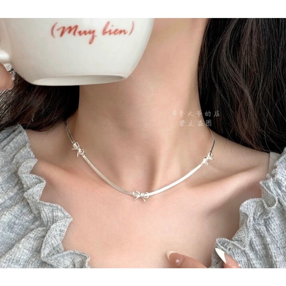 Kurdele model gümüş çelik kolye