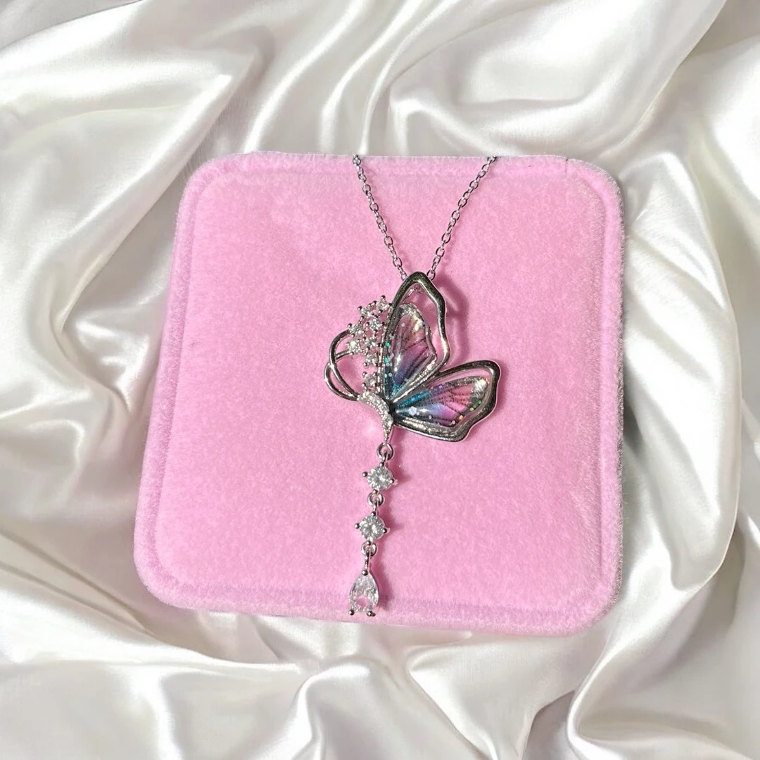 Çelik | Parıltılı Kelebek Kolye