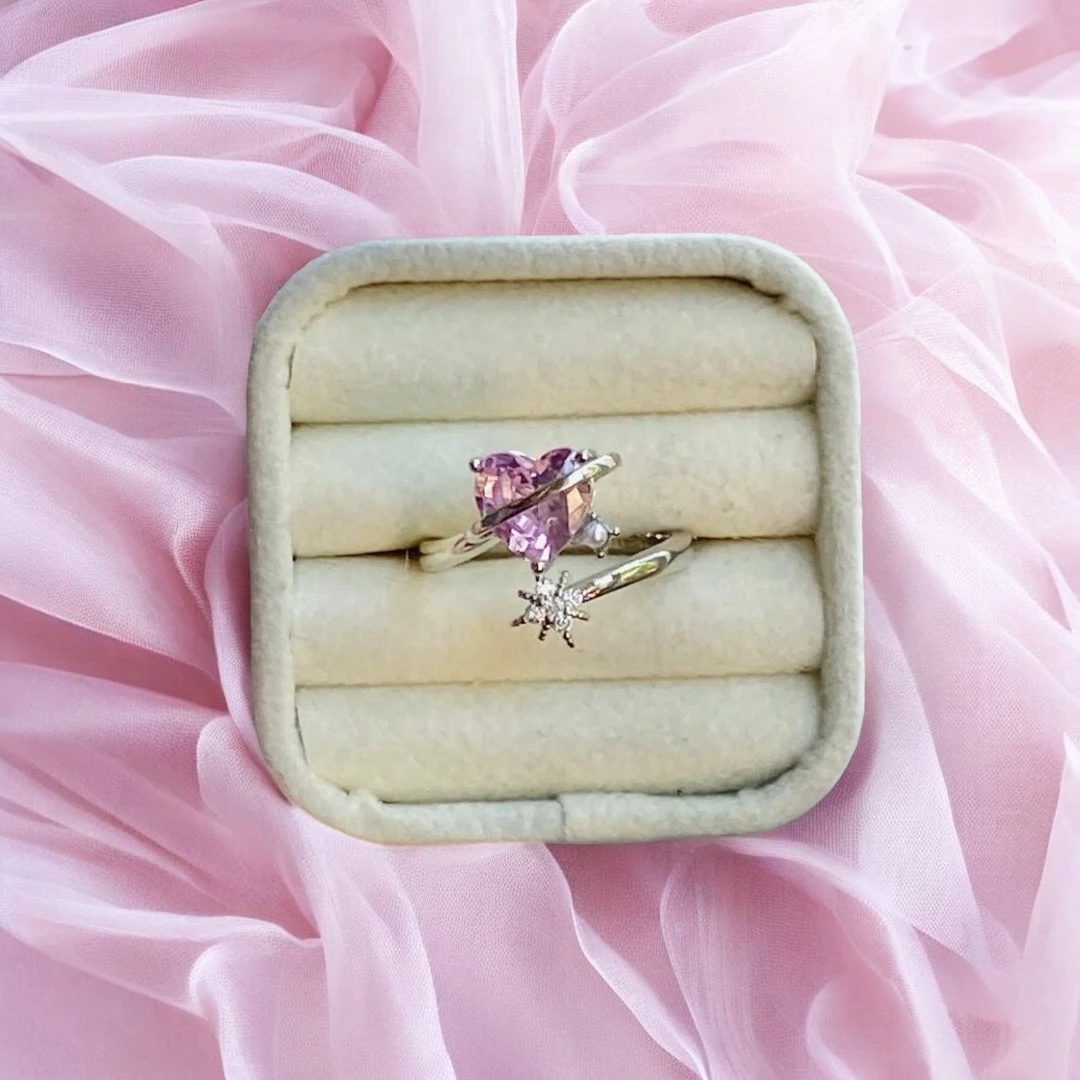 Vip Kaplama | Galaksi Pembe Kalp Yüzük