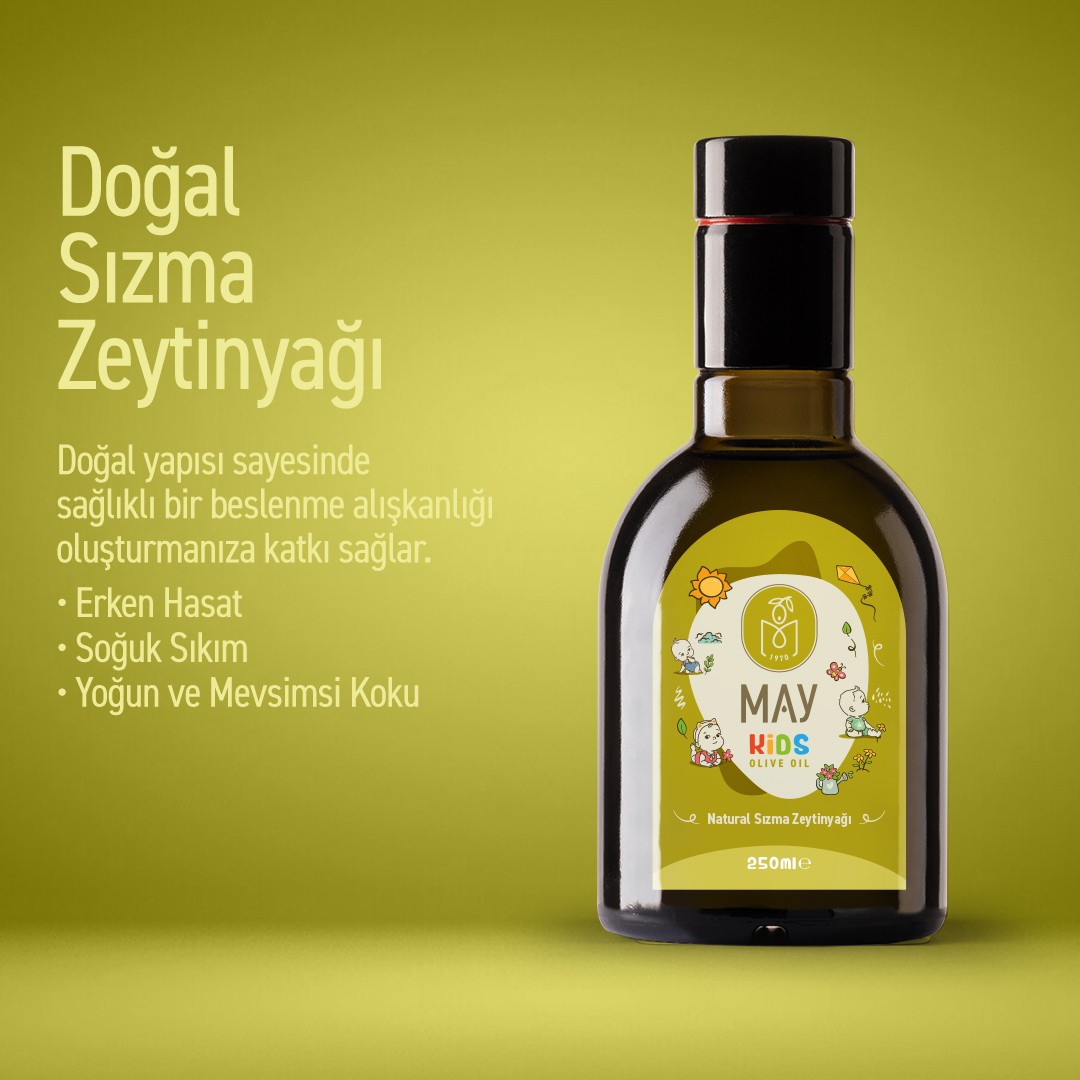 Doğal Soğuk Sıkım Anne Bebek Çocuk Sızma Zeytinyağı – 250 ML | MAY Olive Oil