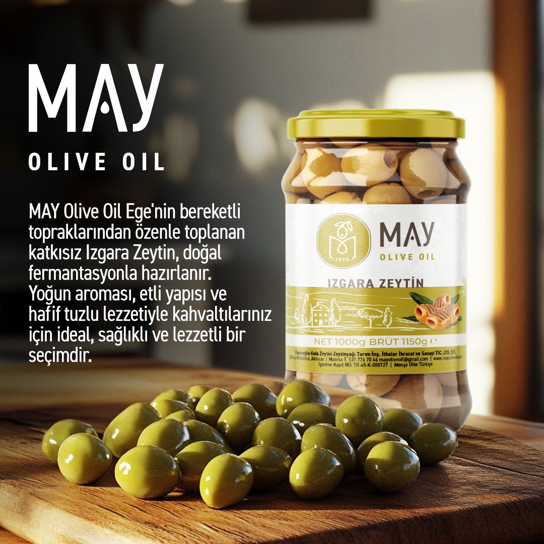 Doğal Yeşil Izgara Zeytin - 1KG | MAY Olive Oil