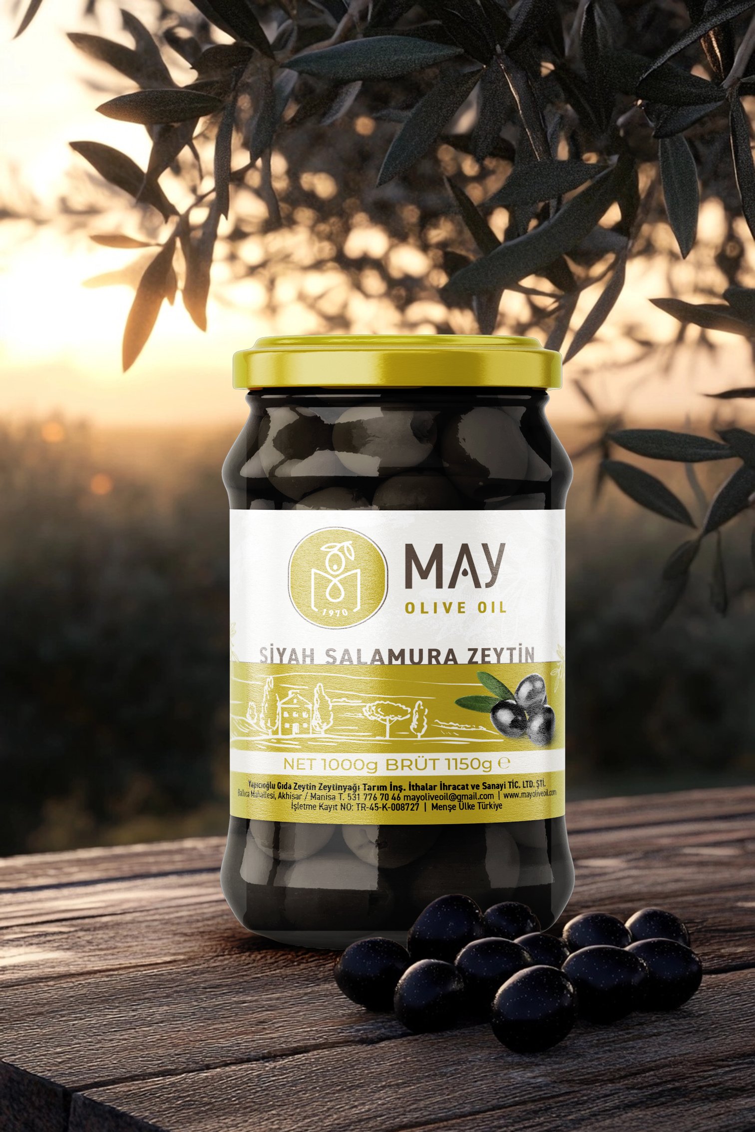 Doğal Siyah Salamura Zeytin - 1KG | MAY Olive Oil