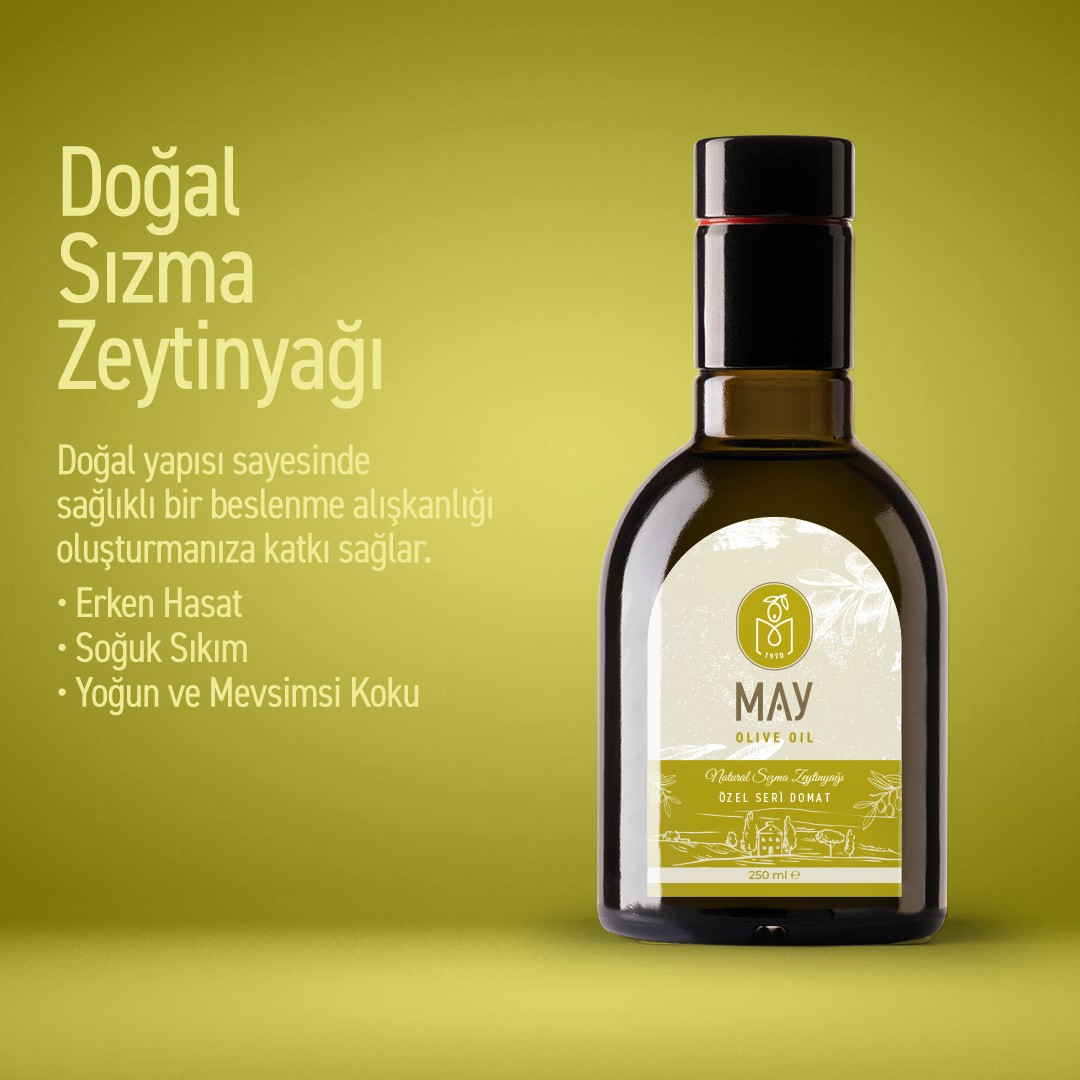 Soğuk Sıkım Erken Hasat Domat Sızma Zeytinyağı - 250 ML | MAY Olive Oil