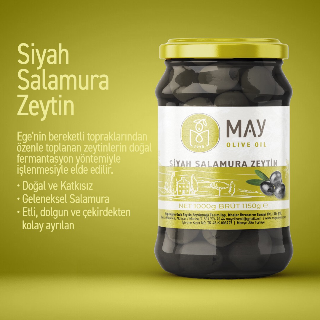 Doğal Siyah Salamura Zeytin - 1KG | MAY Olive Oil