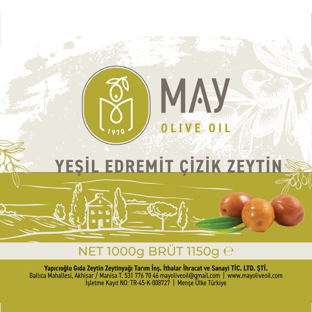 Yeşil Edremit Çizik Zeytin – 1 KG | MAY Olive Oil