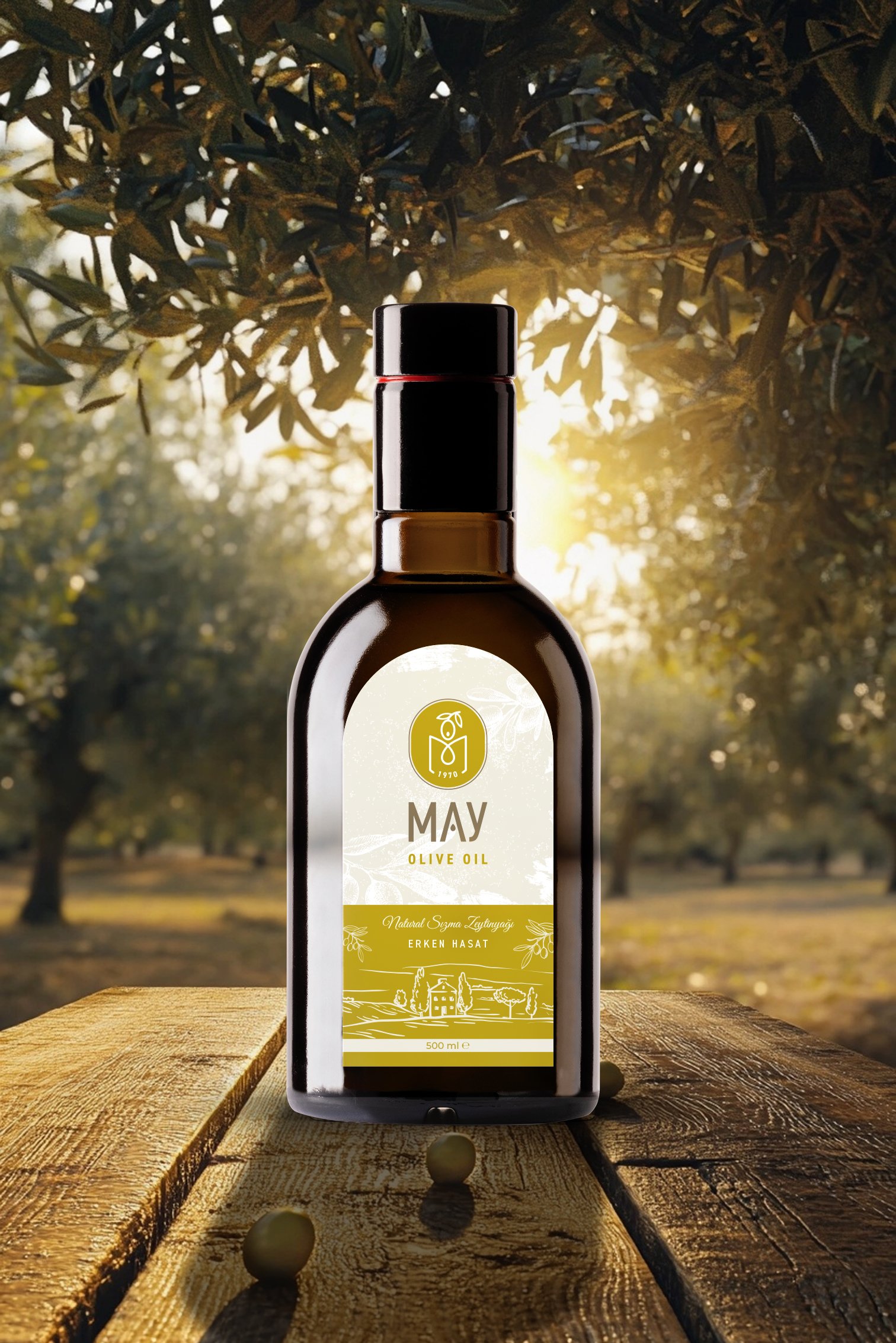 Soğuk Sıkım Erken Hasat Doğal Sızma Zeytinyağı – 500 ML | MAY Olive Oil