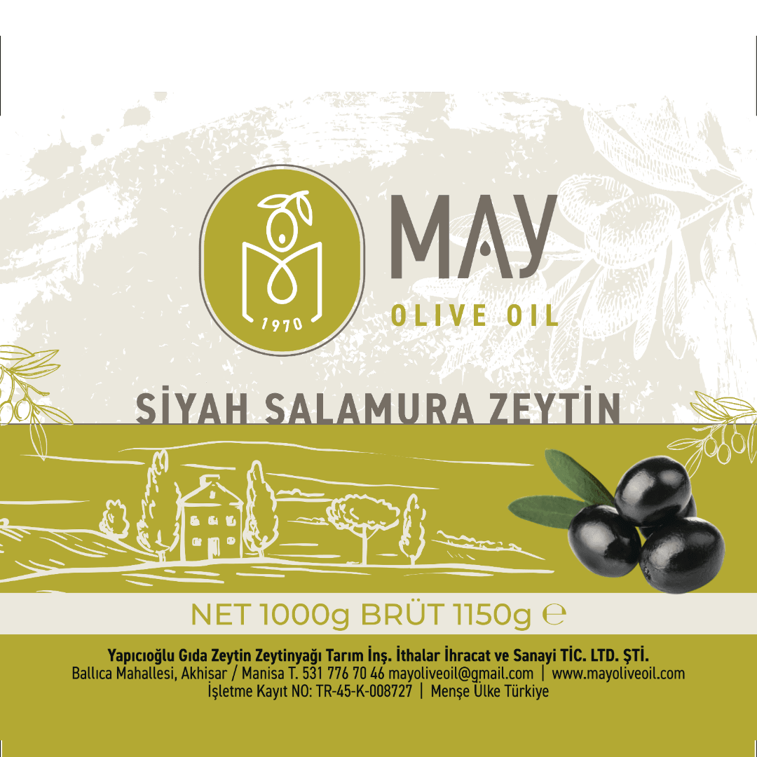 Doğal Siyah Salamura Zeytin - 1KG | MAY Olive Oil