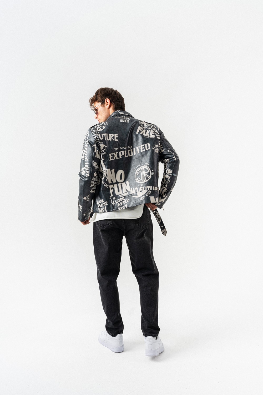 Disthunt Fermuarlı Retro Deri Biker Ceket