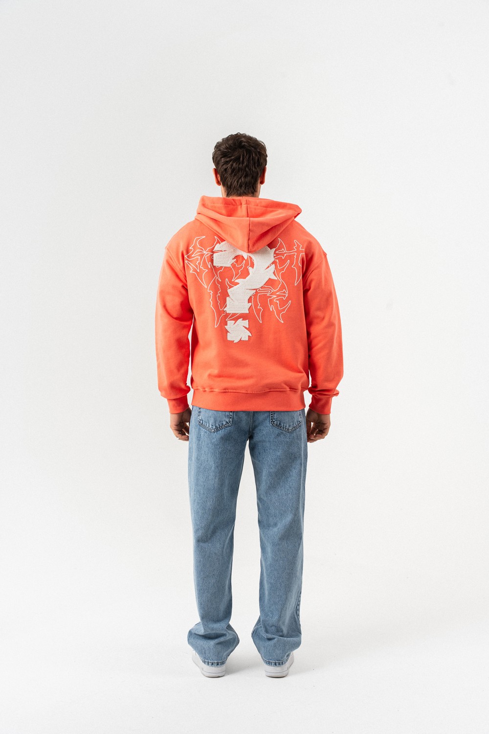 Micdrop Kabartma Baskı Fermuarlı Sweatshirt Hoodie