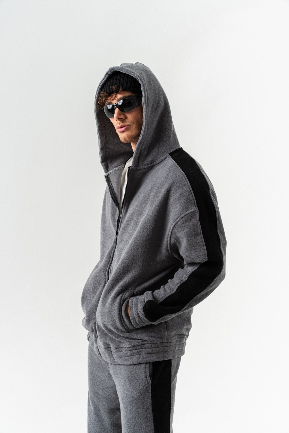 Nova Havlu Kumaş Fermuarlı Sweatshirt Hoodie