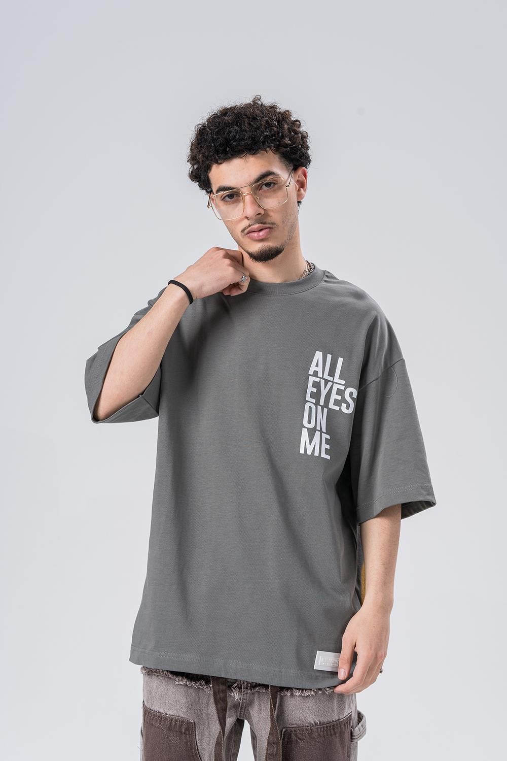 All Eyes On Me Bisiklet Yaka Oversize T-shirt