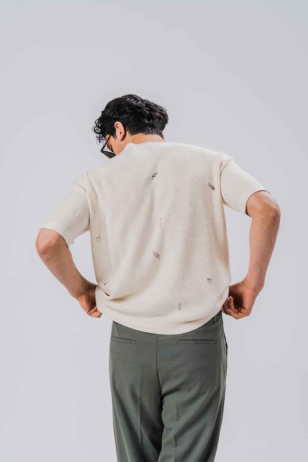 Riccardo  Sökme Detay V Yaka Triko T-shirt