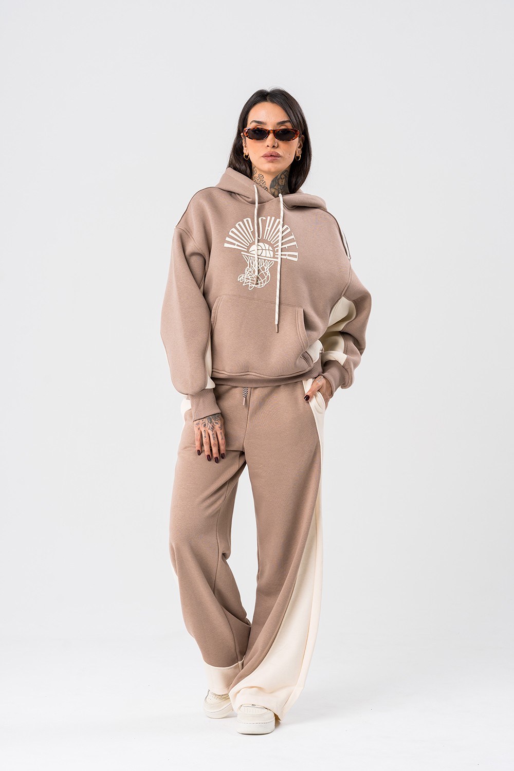 Hoop Şerit Detaylı Kapüşonlu Kadın Sweatshirt