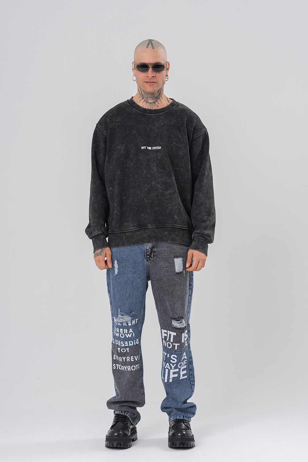 Darkness Yıkamalı Kısa Oversize Sweatshirt