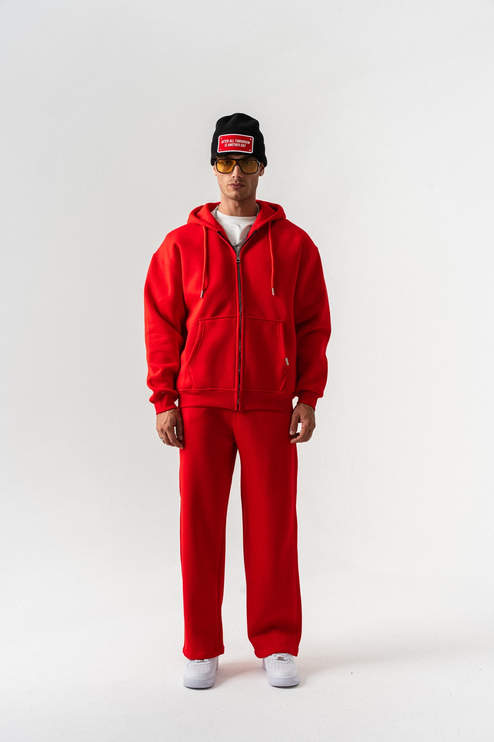 Brickstorm Fermuarlı Hoodie ve Baggy Eşofman Takımı - Kırmızı