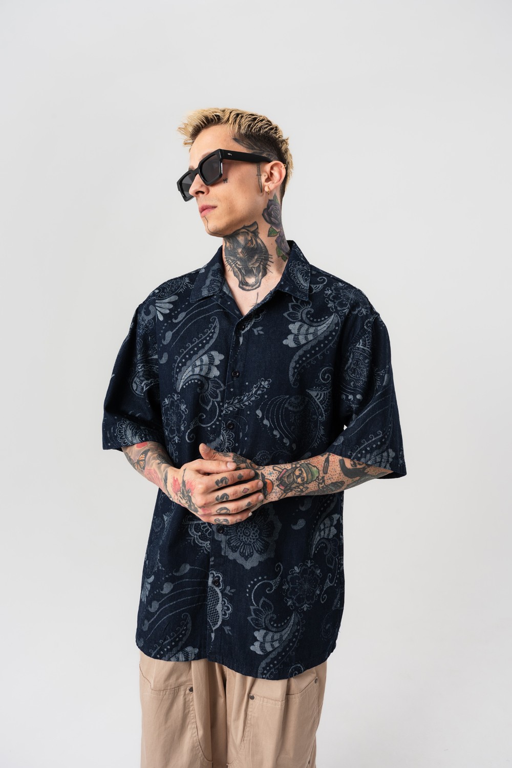 Offtrack Nakış Desen Oversize Gömlek