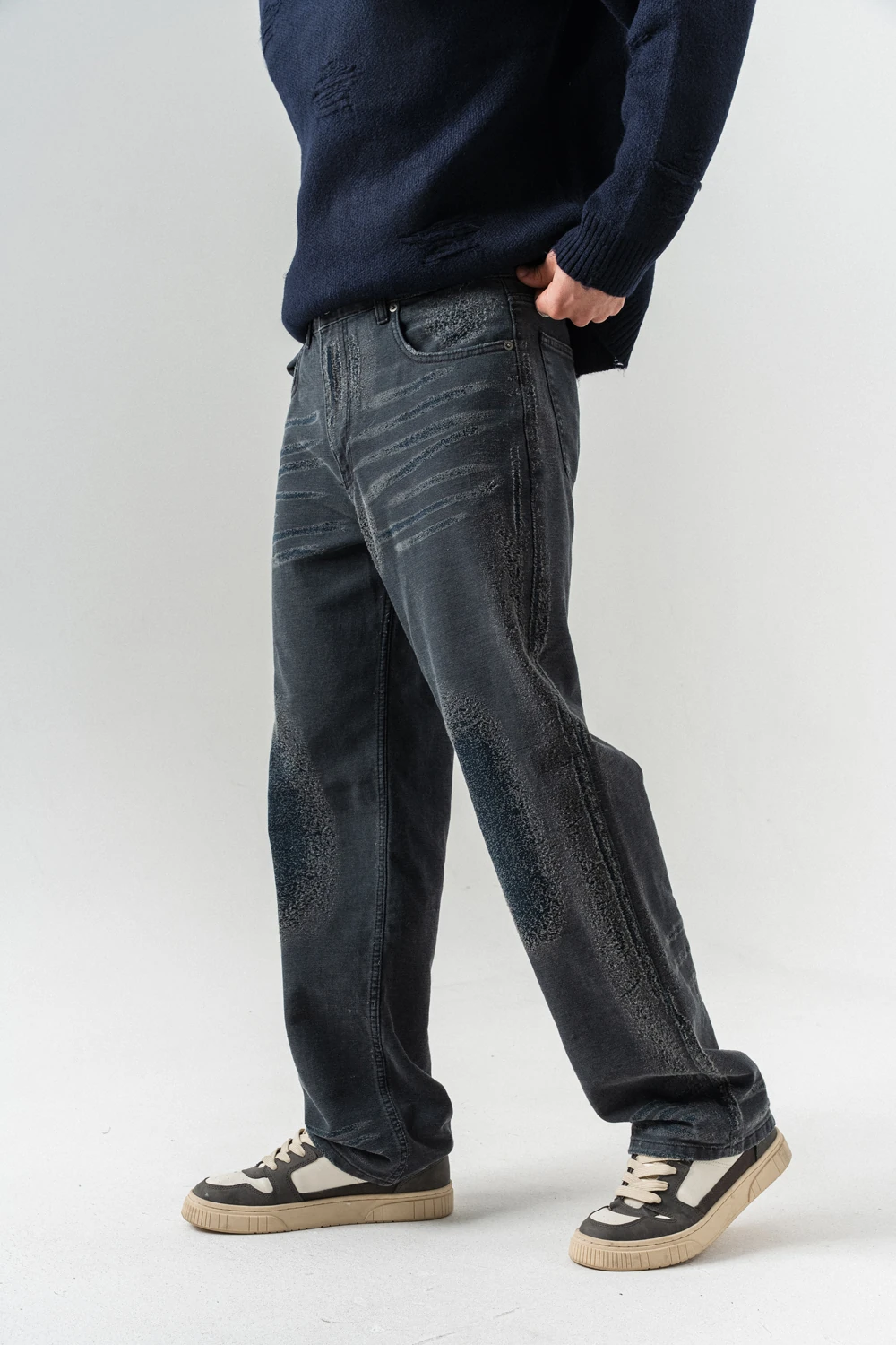 Blackwash Eskitme Detaylı Baggy Jean Pantolon