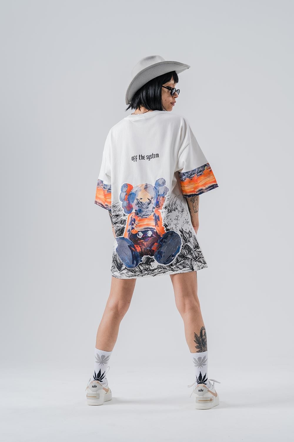 Kaws  Kol Detaylı Bisiklet Yaka Oversize T-shirt