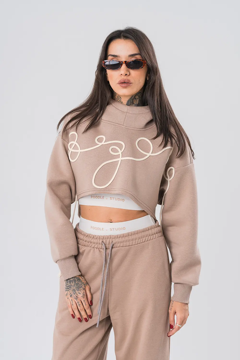 Rope Dahili Krop Detaylı Kısa Kadın Sweatshirt - Gangown