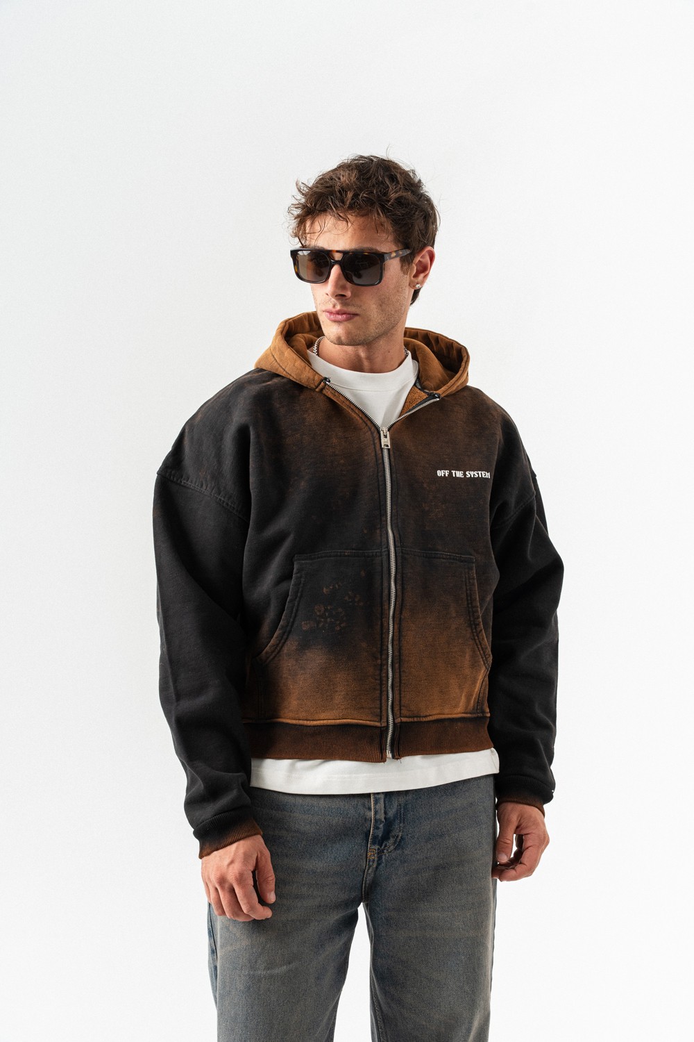 Midnight Yıkamalı Fermuarlı Sweatshirt Hoodie