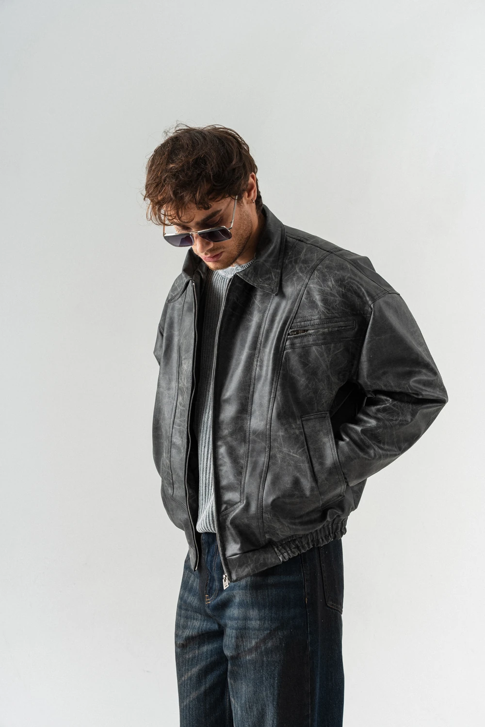 Blendcore Fermuar ve Cep Detaylı Deri Mont