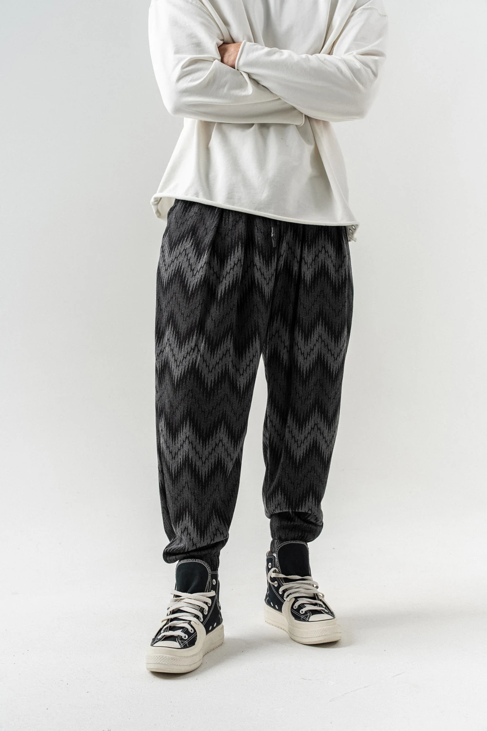 Mosaic Bel ve Paça Lastikli Pileli Şalvar