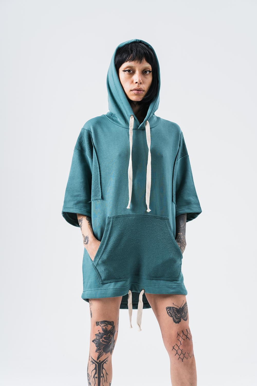 Gym 3 İplik Kanguru Cep Kapüşonlu T-shirt