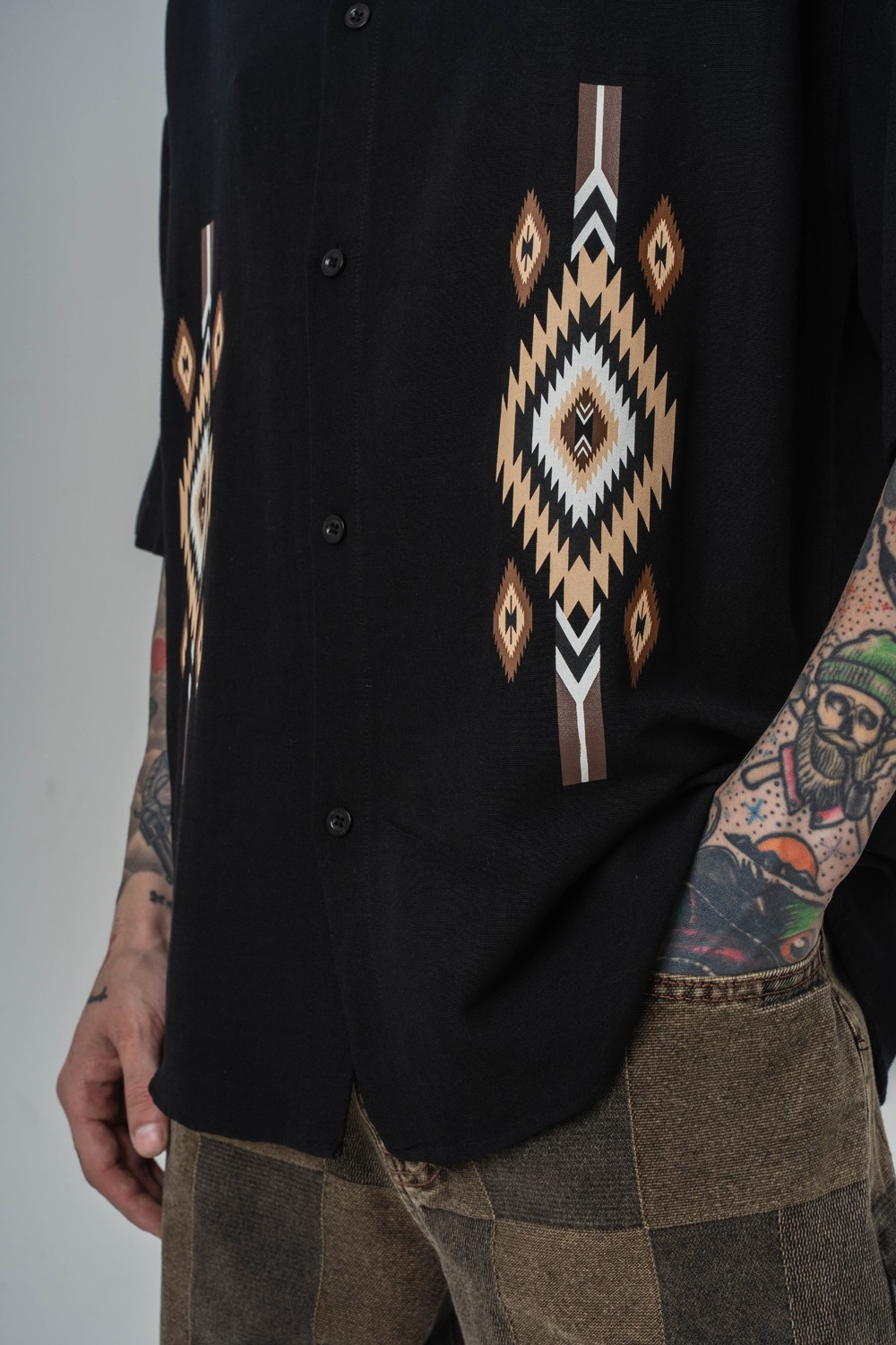 Motify Nakış Detaylı Oversize Keten Gömlek