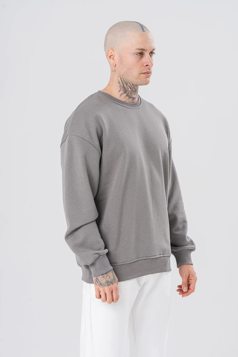Basic Şardonlu Bisiklet Yaka Sweatshirt