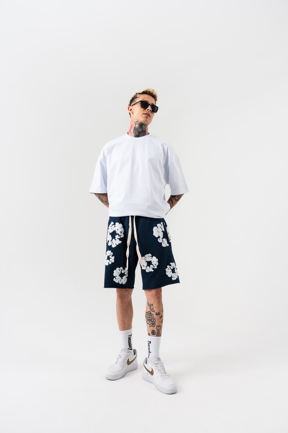 Kanye Tears Kabartmalı Oversize Şort