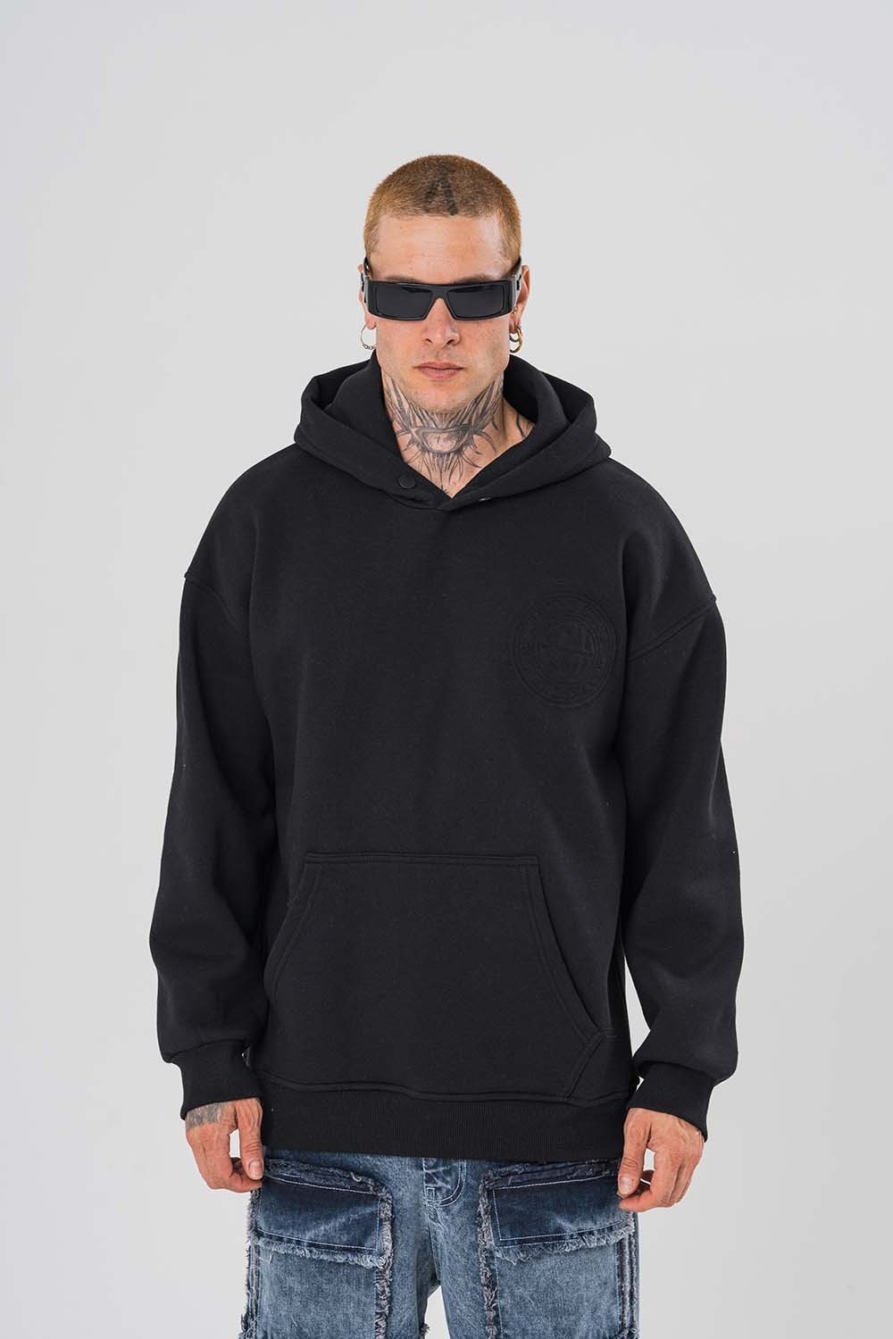 World Kabartma Detaylı Gramajlı Kapüşonlu Sweatshirt