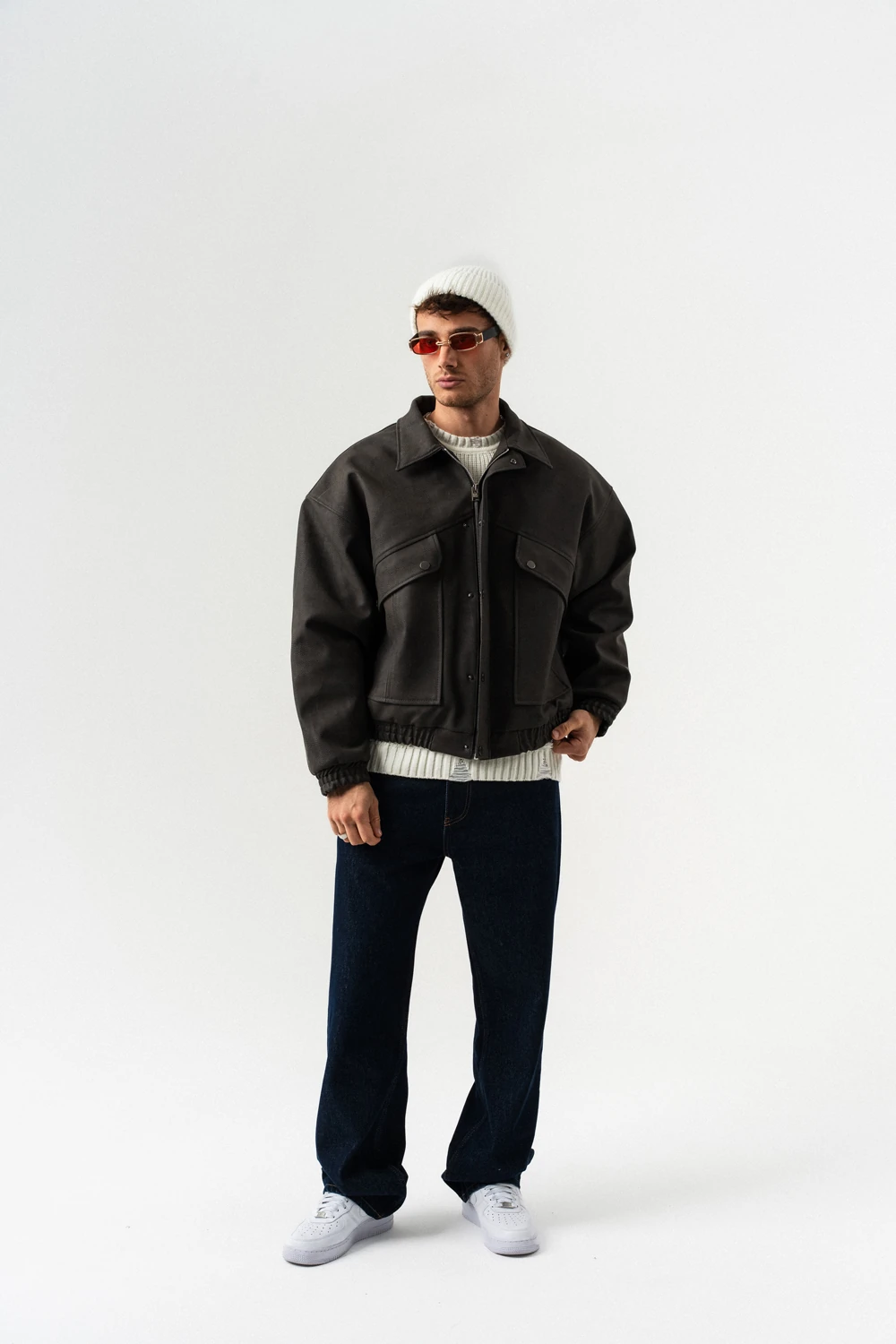 Urban Pocket Fermuar ve Cep Detaylı Deri Mont