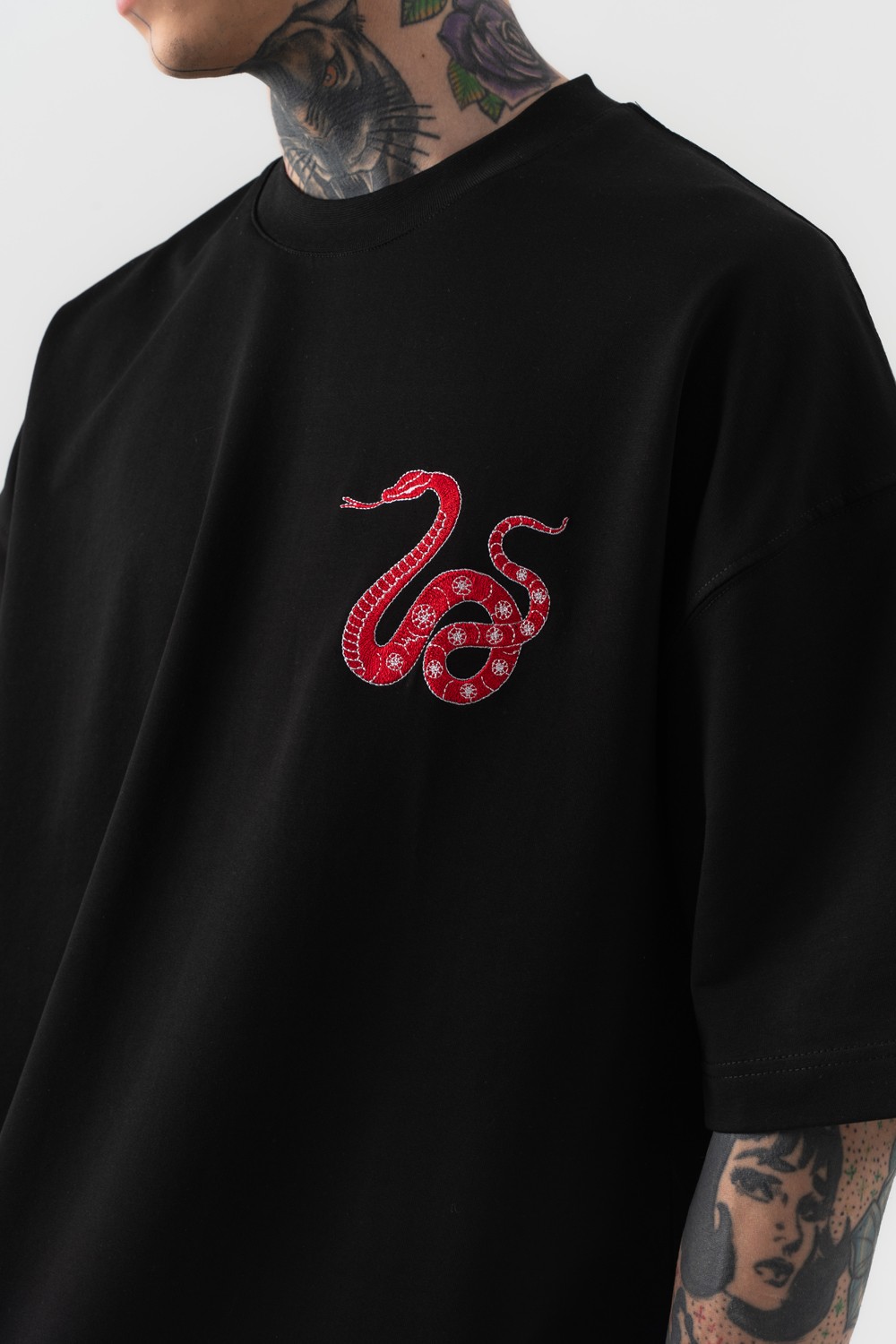 Snake Nakış Detaylı Oversize T-shirt