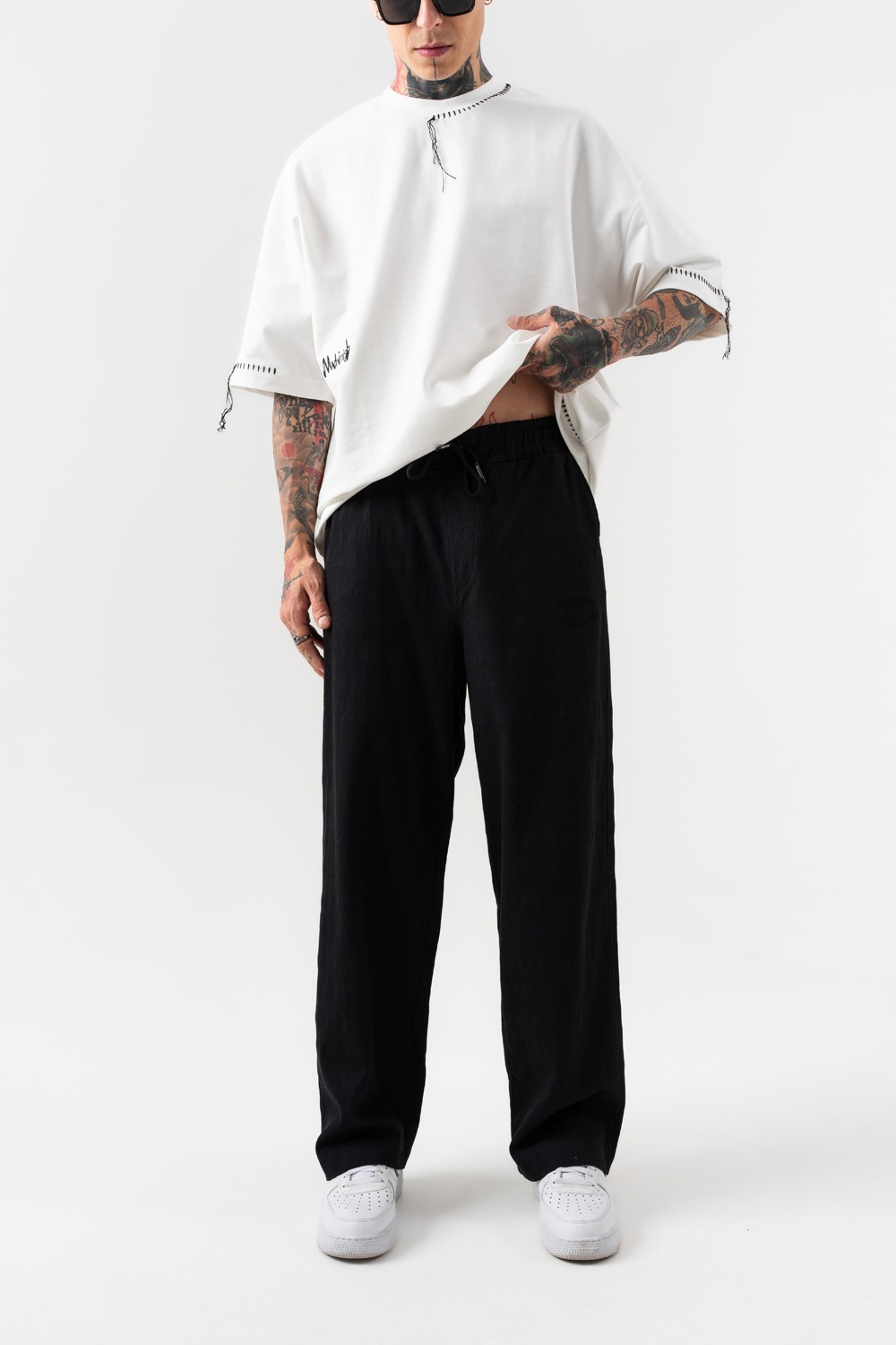 Traveler Keten Baggy Pantolon - Siyah