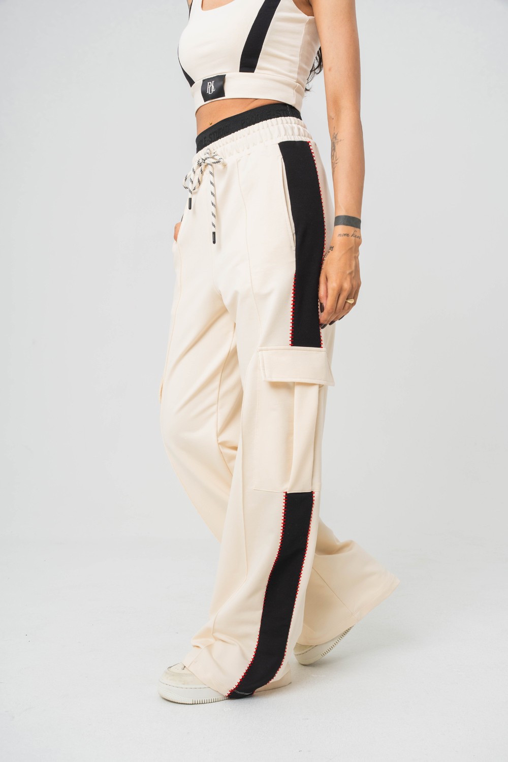 Seam Patched Baggy Kadın Eşofman Alt - Siyah