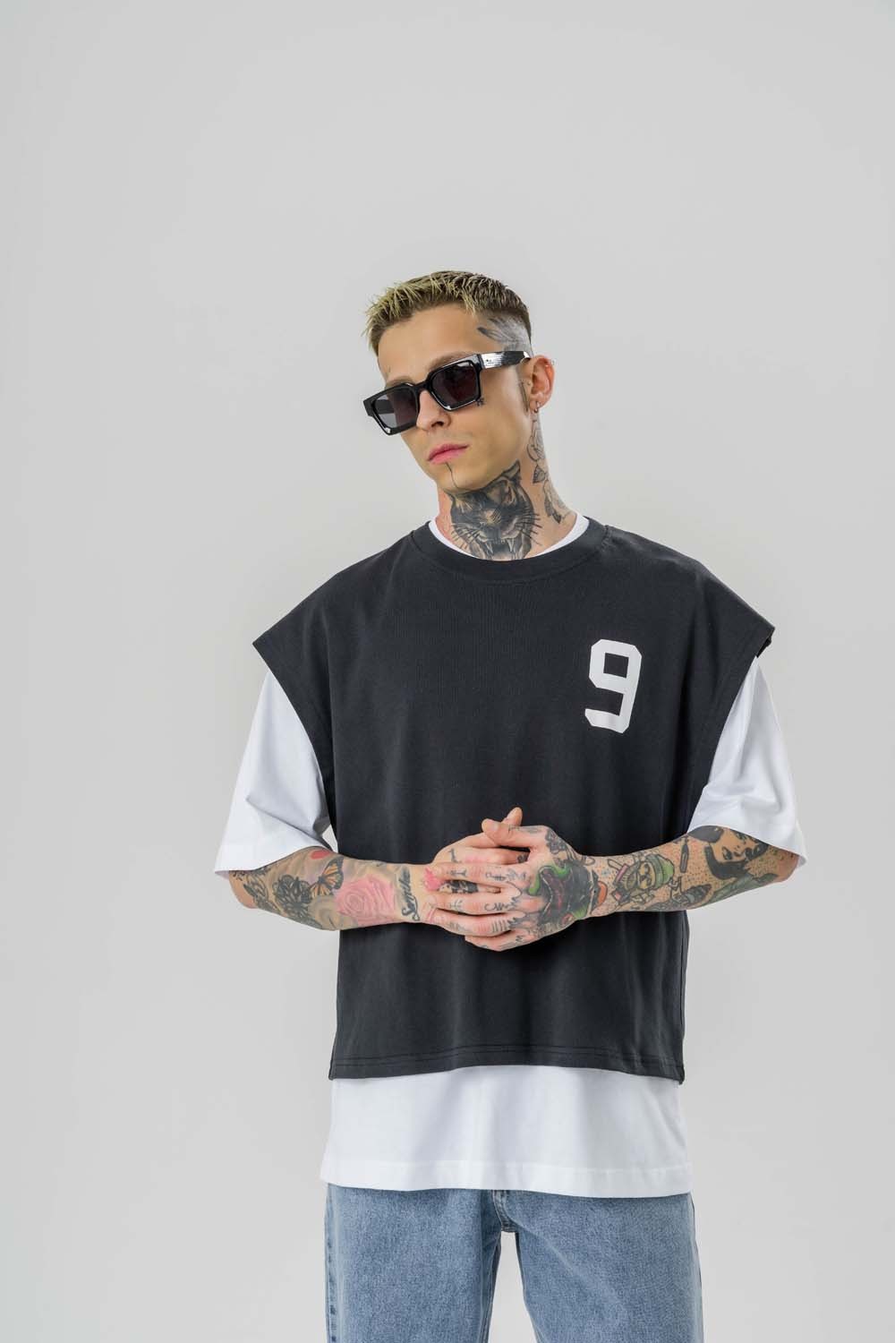 9Riot Premium Oversize Crop ve T-shirt Bir Arada 2'li Set