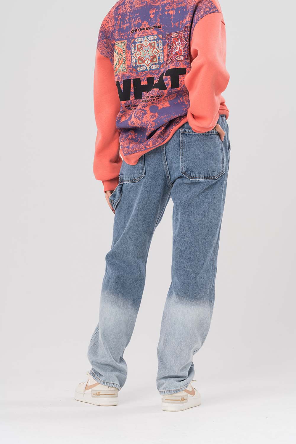 Washed Bel İp Detaylı Yırtık Jean Baggy Pantolon