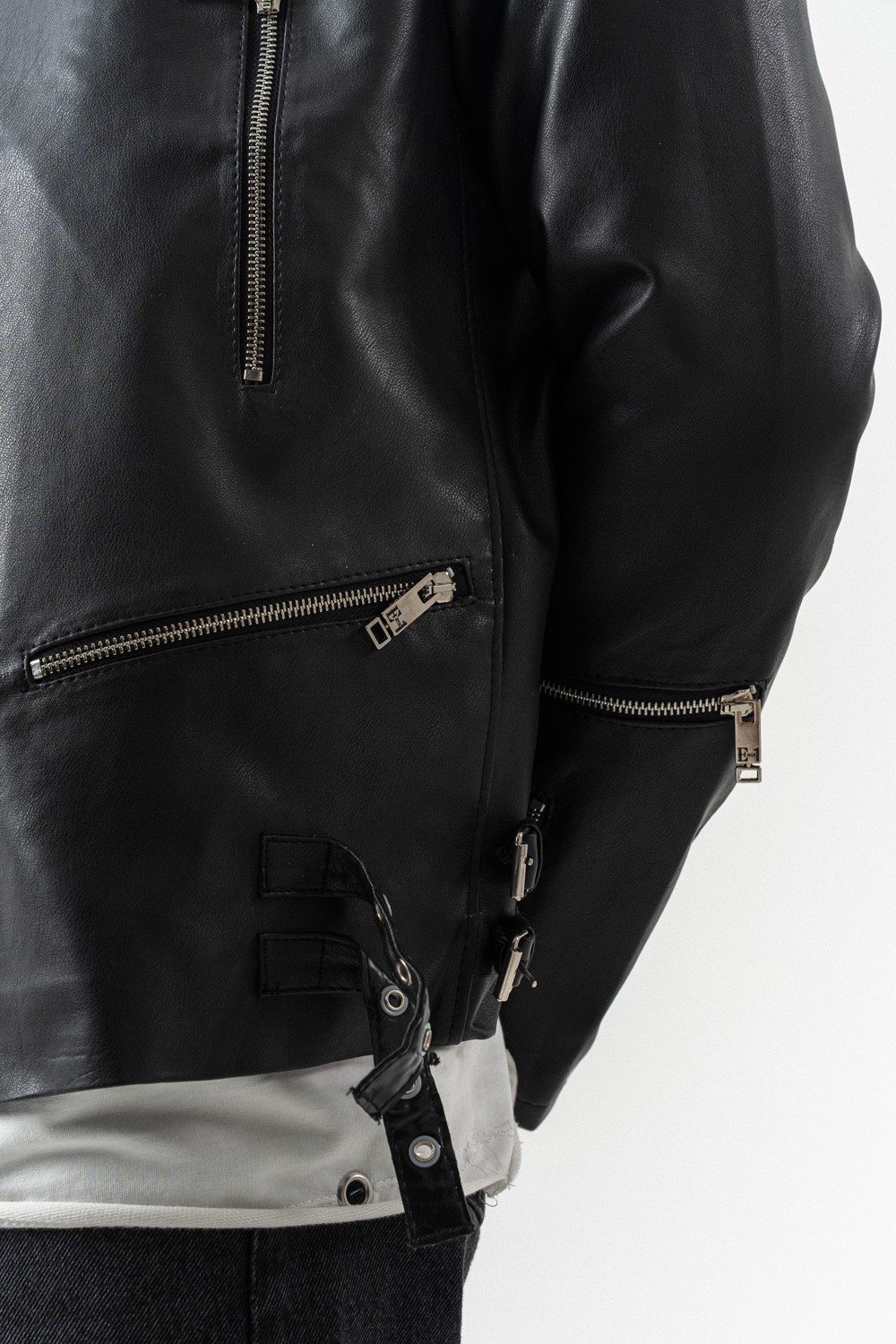 Darkfuel Fermuarlı Deri Biker Ceket