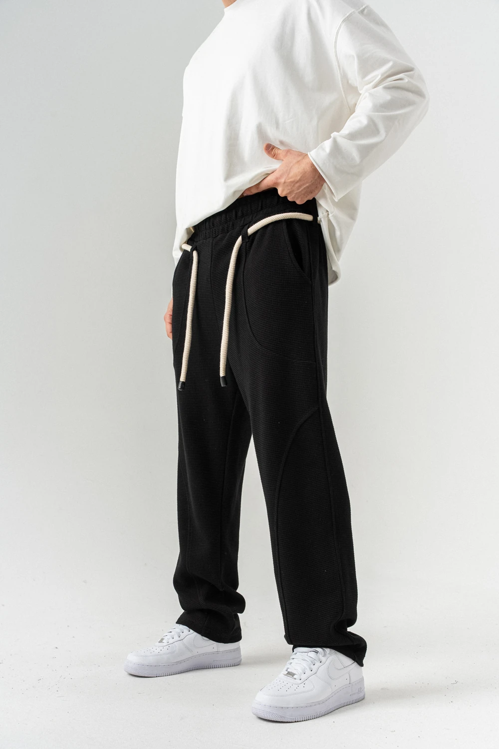 Hardpulse Halat Detaylı Baggy Eşofman Alt - Siyah