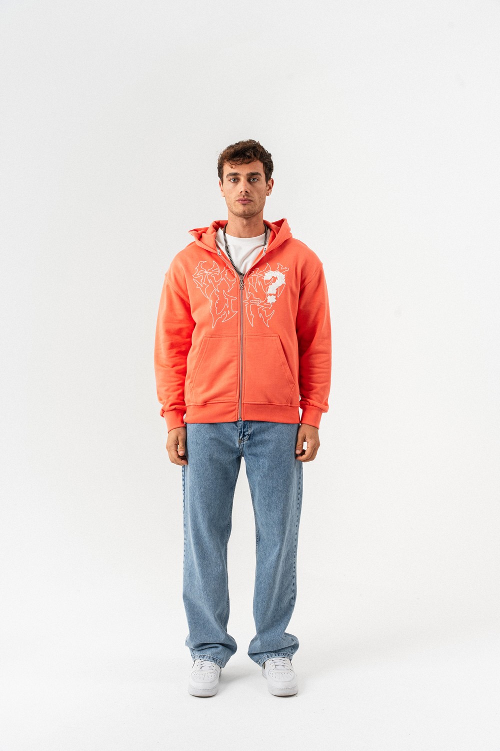 Micdrop Kabartma Baskı Fermuarlı Sweatshirt Hoodie