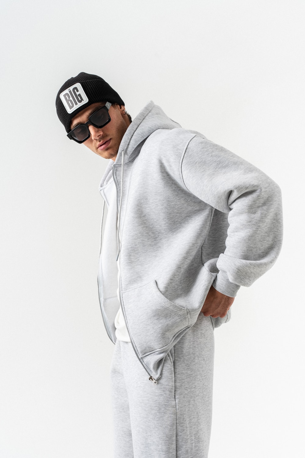 Fynor Fermuarlı Sweatshirt Hoodie ve Jogger Eşofman Takımı - Grimelanj