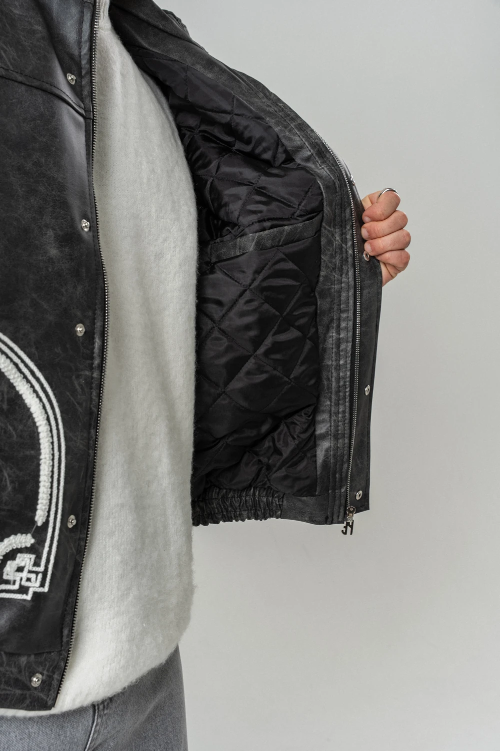 Stonepath Cep ve Nakış Detaylı Deri Mont