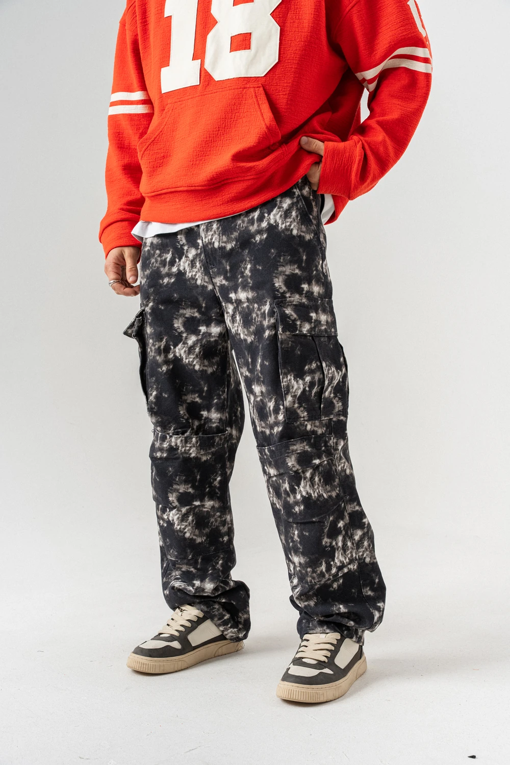 Camouflage Kargo Cep Detaylı Baggy Pantolon - Siyah